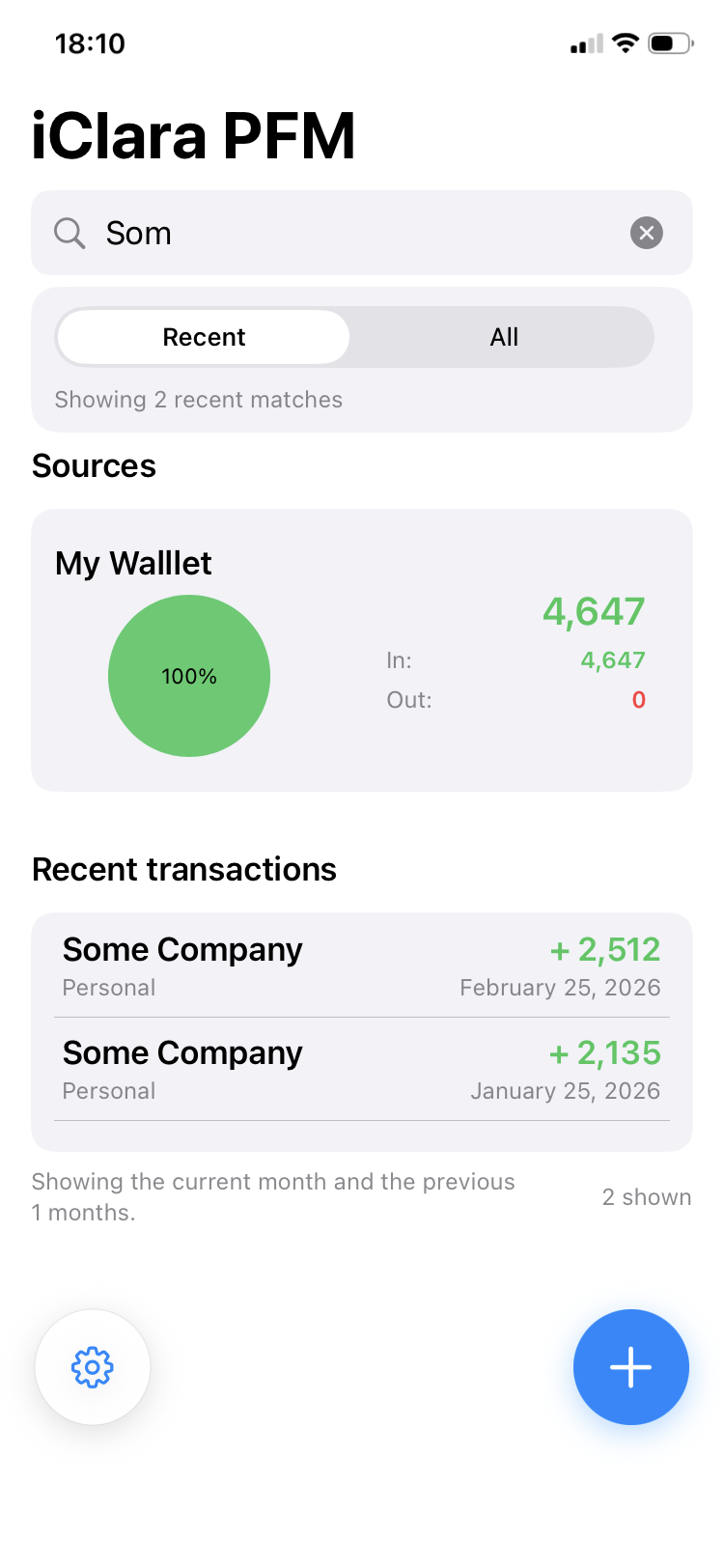 Search with recent/all scopes