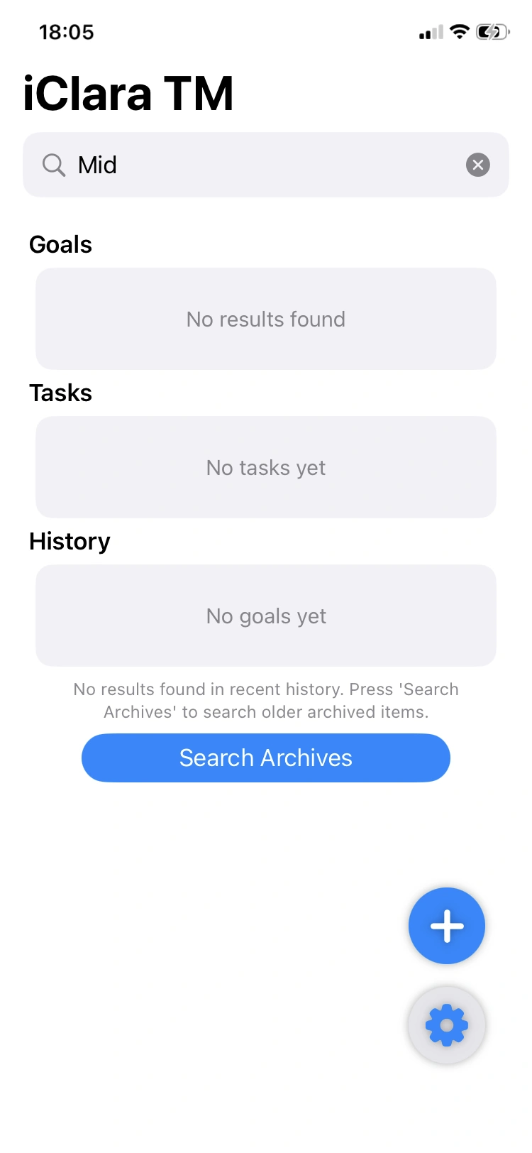 CTA to search archives when no recent results