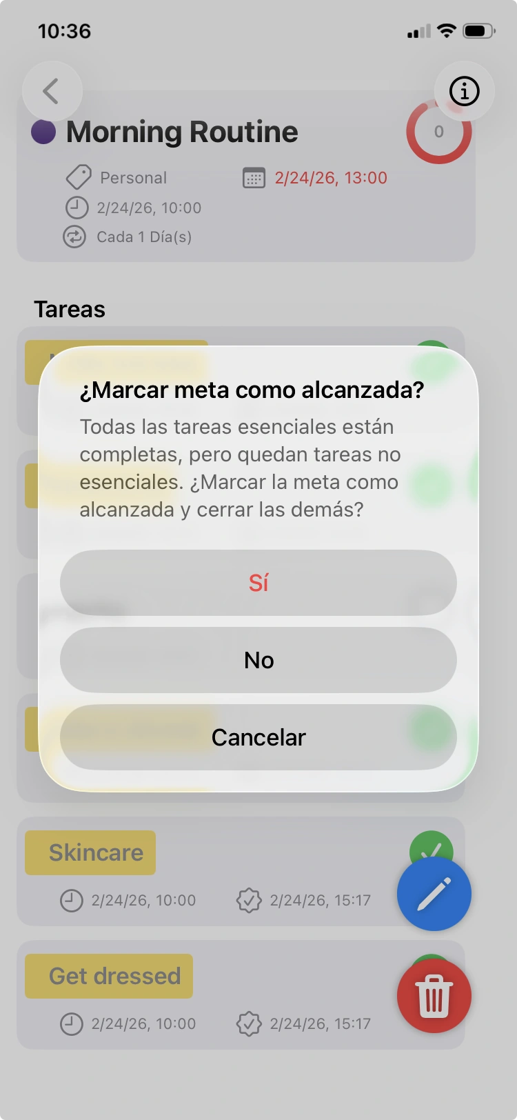 Cierra todas las tareas restantes en un solo tap.